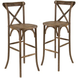 EE2707 Contemporary Commercial Grade Wood Cross Back Barstool [Single Unit]