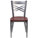 English Elm EE1190 Traditional Commercial Grade Metal Restaurant Chair Cherry Wood Seat/Clear Coated Metal Frame EEV-11220