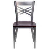 English Elm EE1190 Traditional Commercial Grade Metal Restaurant Chair Mahogany Wood Seat/Clear Coated Metal Frame EEV-11221