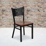 English Elm EE1193 Traditional Commercial Grade Metal Restaurant Chair Cherry Wood Seat/Black Metal Frame EEV-11234