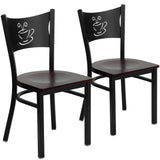 English Elm EE1193 Traditional Commercial Grade Metal Restaurant Chair Mahogany Wood Seat/Black Metal Frame EEV-11235