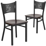 English Elm EE1193 Traditional Commercial Grade Metal Restaurant Chair Walnut Wood Seat/Black Metal Frame EEV-11237