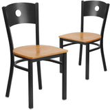 English Elm EE1199 Traditional Commercial Grade Metal Restaurant Chair Natural Wood Seat/Black Metal Frame EEV-11266
