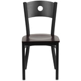 English Elm EE1199 Traditional Commercial Grade Metal Restaurant Chair Walnut Wood Seat/Black Metal Frame EEV-11267