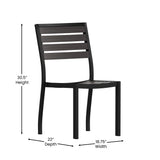 English Elm EE1059 Modern Commercial Grade Teak Chair - Set of 2 Gray Wash Teak EEV-10752