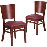 English Elm EE1247 Traditional Commercial Grade Wood Restaurant Chair Burgundy Vinyl Seat/Mahogany Wood Frame EEV-11464