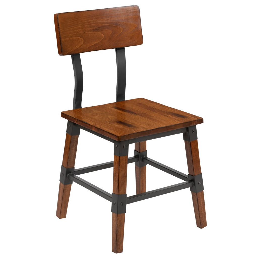 English Elm EE1060 Industrial Commercial Grade Wood Restaurant Chair - Set of 2 Walnut EEV-10753