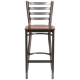 English Elm EE1214 Traditional Commercial Grade Metal Restaurant Barstool Cherry Wood Seat/Clear Coated Metal Frame EEV-11319