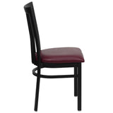 English Elm EE1223 Traditional Commercial Grade Metal Restaurant Chair Burgundy Vinyl Seat/Black Metal Frame EEV-11360