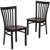English Elm EE1223 Traditional Commercial Grade Metal Restaurant Chair Mahogany Wood Seat/Black Metal Frame EEV-11362
