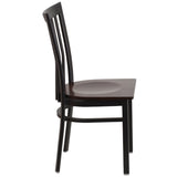 English Elm EE1223 Traditional Commercial Grade Metal Restaurant Chair Walnut Wood Seat/Black Metal Frame EEV-11364