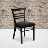 English Elm EE1224 Traditional Commercial Grade Metal Restaurant Chair Black Vinyl Seat/Black Metal Frame EEV-11365