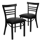 English Elm EE1224 Traditional Commercial Grade Metal Restaurant Chair Black Vinyl Seat/Black Metal Frame EEV-11365