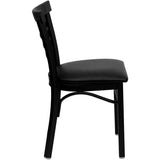 English Elm EE1224 Traditional Commercial Grade Metal Restaurant Chair Black Vinyl Seat/Black Metal Frame EEV-11365