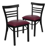 English Elm EE1224 Traditional Commercial Grade Metal Restaurant Chair Burgundy Vinyl Seat/Black Metal Frame EEV-11366