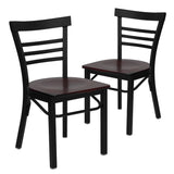 English Elm EE1224 Traditional Commercial Grade Metal Restaurant Chair Mahogany Wood Seat/Black Metal Frame EEV-11368