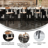 English Elm EE1057 Transitional Commercial Grade Metal/Wood Restaurant Barstool - Set of 2 Natural Birch EEV-10744