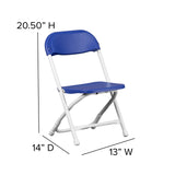 English Elm EE1064 Contemporary Commercial Grade Kids Plastic Folding Chair - Set of 2 Blue EEV-10758