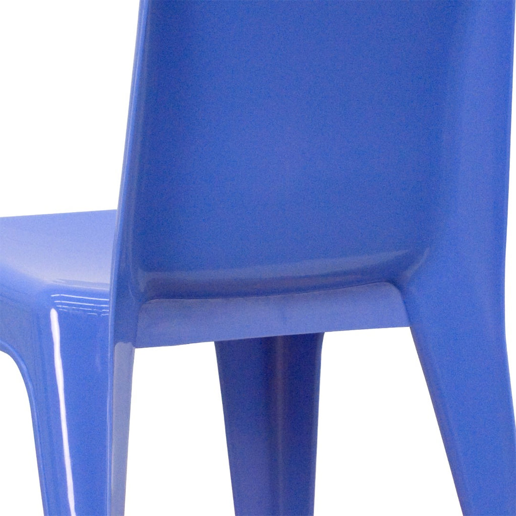 English Elm EE1069 Modern Commercial Grade Plastic Stack Chair - Set of 2 Blue EEV-10778