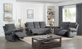 Connor Console Loveseat with Dual Recliners Gray