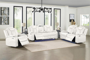 New Classic Furniture Orion Sofa with Power Footrest & Hr White U1769-30P2-WHT