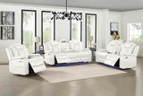 New Classic Furniture Orion Console Loveseat with Dual Recliners White U1769-25-WHT