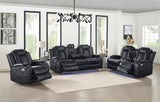 New Classic Furniture Orion Console Loveseat with Dual Recliners Black U1769-25-BLK
