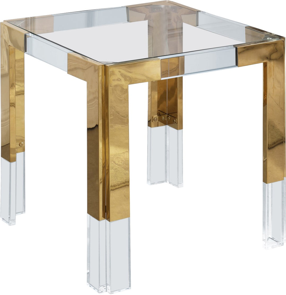 Casper Acrylic / Glass / Stainless Steel Contemporary  End Table - 22" W x 22" D x 24" H
