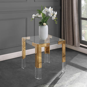 Casper Acrylic / Glass / Stainless Steel Contemporary  End Table - 22" W x 22" D x 24" H