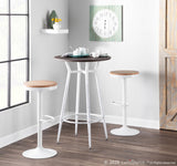 Dakota Industrial Adjustable Barstool with Swivel in White by LumiSource - Set of 2