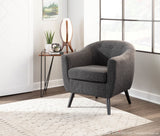 Rockwell Mid-Century Modern Accent Chair in Black Wood and Black Noise Fabric by LumiSource
