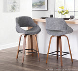 Fabrico Mid-Century Modern Counter Stool in Walnut and Grey Noise Fabric by LumiSource - Set of 2