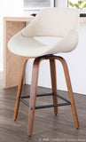 Fabrico Mid-Century Modern Counter Stool in Walnut and Cream Fabric by LumiSource - Set of 2