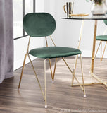 Gwen Contemporary-Glam Chair in Gold Metal with Green Velvet by LumiSource - Set of 2