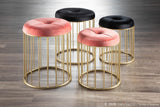 Canary Contemporary Nesting Ottoman Set in Gold Metal and Pink Velvet by LumiSource