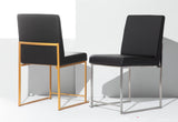 High Back Fuji Contemporary Dining Chair in Gold and Black Faux Leather by LumiSource - Set of 2