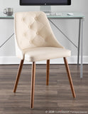Giovanni Mid-Century Modern Dining/Accent Chair in Walnut and Cream Quilted Faux Leather by LumiSource