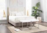 Chloe Contemporary/Glam Headboard in Gold Metal and Cream Velvet by LumiSource
