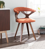 Gardenia Mid-century Modern Dining/Accent Chair with Swivel in Walnut Wood and Orange Fabric by LumiSource