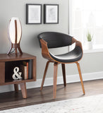 Symphony Mid-Century Modern Dining/Accent Chair in Walnut Wood and Black Faux Leather by LumiSource