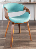 Curvo Mid-Century Modern Dining/Accent Chair in Walnut and Teal Fabric by LumiSource