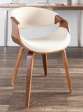 Curvo Mid-Century Modern Dining/Accent Chair in Walnut and Cream Fabric by LumiSource