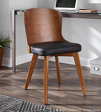 Bocello Mid-Century Chair in Walnut and Black Faux Leather by LumiSource