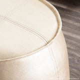 Round Contemporary Ottoman in Gold Faux Leather by LumiSource