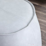 Round Contemporary Ottoman in Grey Faux Leather by LumiSource