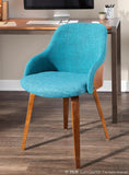 Bacci Mid-Century Modern Dining/ Accent Chair in Walnut Wood and Teal Fabric by LumiSource