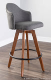 Ahoy Mid-Century Counter Stool in Walnut and Grey Fabric by LumiSource