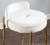 Chloe Contemporary Counter Stool in Gold Metal and White Velvet by LumiSource - Set of 2