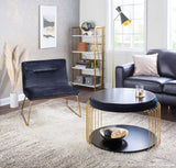 Casper Contemporary Accent Chair in Gold Metal and Black Velvet by LumiSource