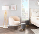 Marla Contemporary Nesting Pleated Ottoman Set in Gold Metal and Grey Velvet by LumiSource